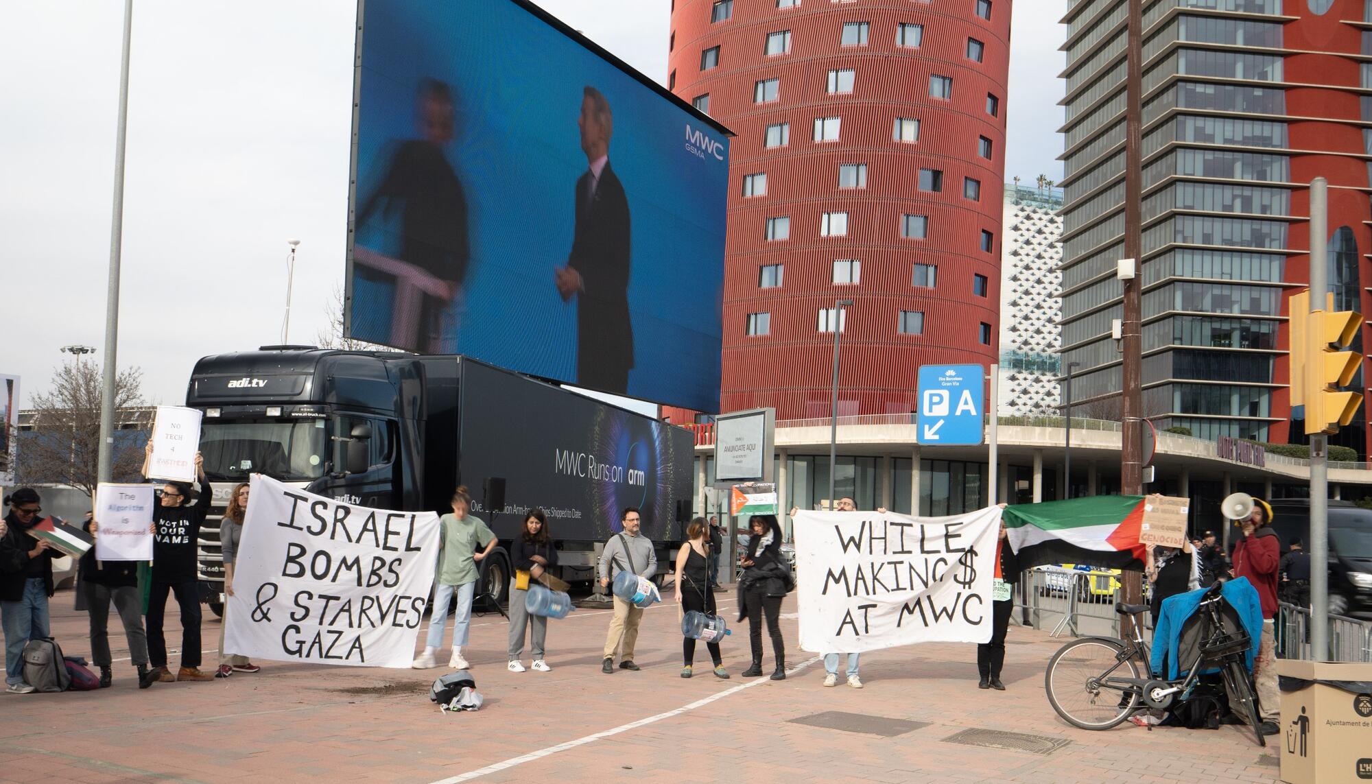 Protesta en Mobile World Congress de Barcelona